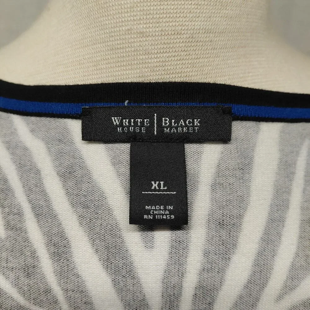 White House Black Market zebra print 3/4 sleeve zip front cropped cardigan SZ XL - Picture 7 of 8